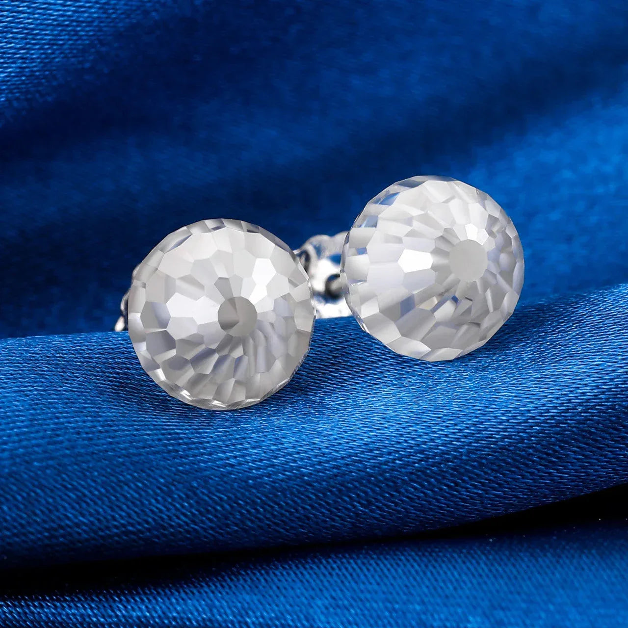 Solid 925 Silver VVS Moissanite Disco Ball Bling Earrings - CaratixJewelry